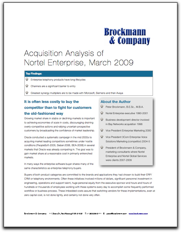 Acquisition Analysis of Nortel Enterprise